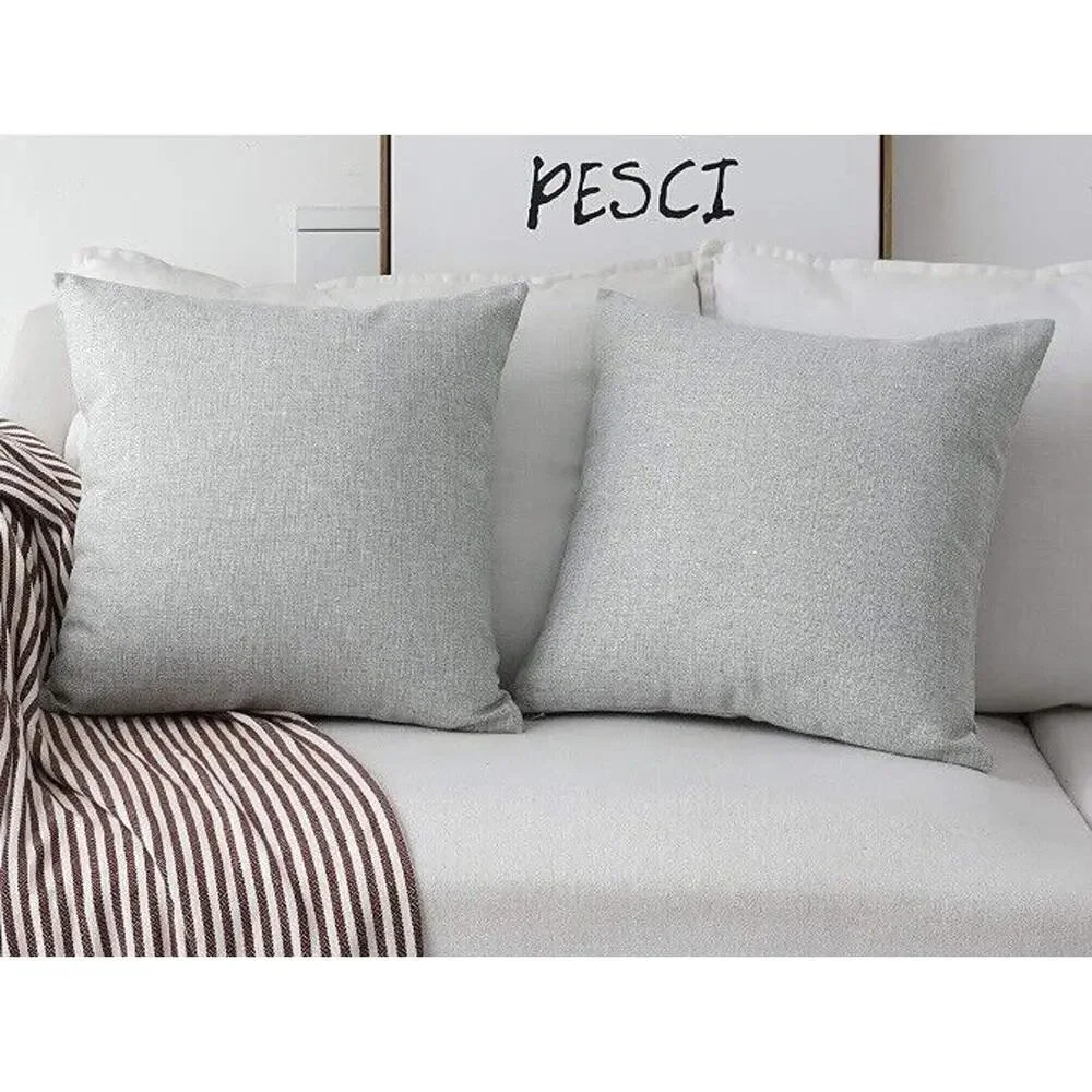 4 Pcs Deconovo 22” Light Gray Linen Blend Pillow Covers Square